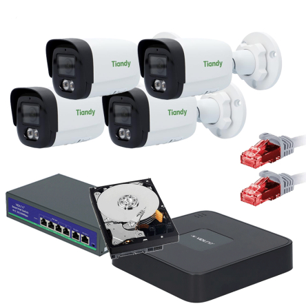 Zestaw Monitoringu 4 Kamery IP TC-C34WS + NVR-615  SWITCH DYSK 1TB 
