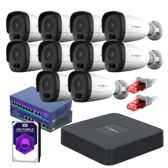 Gotowy do podłączenia zestaw monitoringu VidiLine z 10 kamerami tubowymi VIDI-IPC-24T