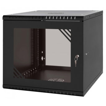 Szafa rack 19" 9U, 600MM, Szkło, Czarna 