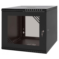 Szafa rack 19" 9U, 600MM, Szkło, Czarna 