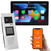 Genway KIT-F-M91-V13C-1 Wielorodzinny Wideodomofon z Monitorem Dotykowym, 1 Rodzina, Otwieranie Kodem, Kartą, Brelokiem, Odbieranie na Telefonie Tuya