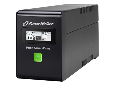 UPS do pieców kotłów CO POWERWALKER LINE-INTERACTIVE 600VA 2X PL 230V, PURE SINE WAVE, RJ11/45 IN/OUT, USB, LCD