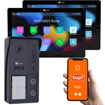 Genway KIT-F-S62-V13-2C - Zestaw wideodomofonowy 2 żyłowy z dwoma monitorami dotykowymi 7