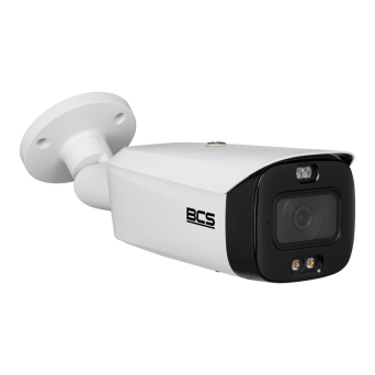 BCS-L-TIP58FCR3L3-Ai1(2) - Kamera tubowa IP 8Mpx NightColor, przetwornik 1/2.8'' z obiektywem 2.8mm, światło białe i alarmy świetlne ostrzegawcze.