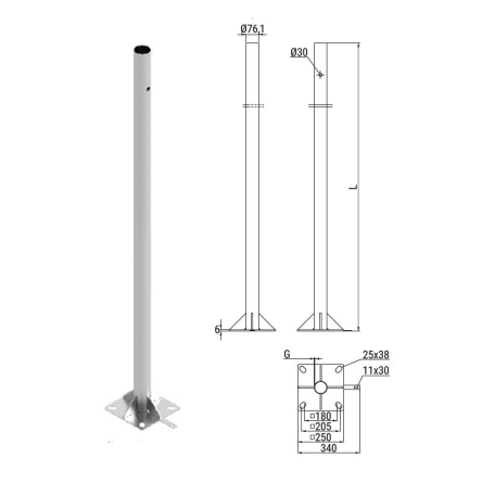 Słup SKAMP2/5  do kamer CCTV 5 metrów OKRĄGŁY