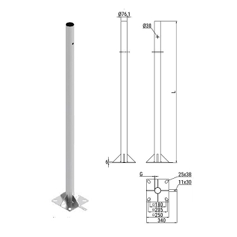 Słup SKAMP2/5  do kamer CCTV 5 metrów OKRĄGŁY