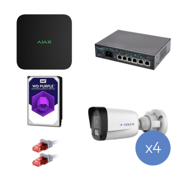 Ajax ZES-AJAX-VIDI-24T Zes--Vidi-24T Zestaw Monitoringu IP 4 Kamery 4Mpx Dual Light