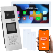 Genway KIT-F-M91-V1301-ALL2 Wielorodzinny Wideodomofon, 3 Rodziny, Otwieranie Kodem, Kartą, Brelokiem, Odbieranie na Telefonie Tuya
