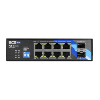 BCS-B-ISP08G-2SFP - 8 portowy switch PoE Gigabit, 2 porty Gigabit SFP.