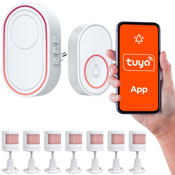 TUYA-DZW-PIR_X7 Bezprzewodowy Alarm wi-fi Tuya 7 Czujników Pir+ Przycisk Napadowy