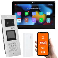 Genway KIT-F-M91-A01-2W-C Wielorodzinny Domofon, Otwieranie Kodem, Kartą, Brelokiem, Odbieranie na Telefonie Tuya, Wideo Ready