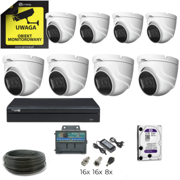 Gotowy do podłączenia monitoring 8Mpx 4K 8 kamer kopułkowych HDD 1TB