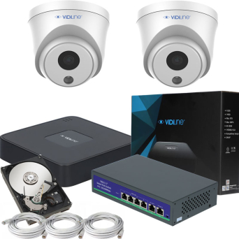 Monitoring VidiLine 2 kamery FULL HD ViDI-IPC-32D 2Mpx Switch Dysk 1TB