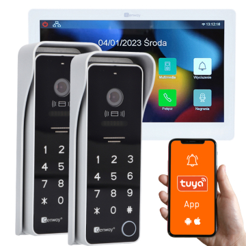 Genway F-S9V13-2W-W-3 Zestaw Wideodomofonowy 2 Żyłowy 2 Panele WiFi Tuya