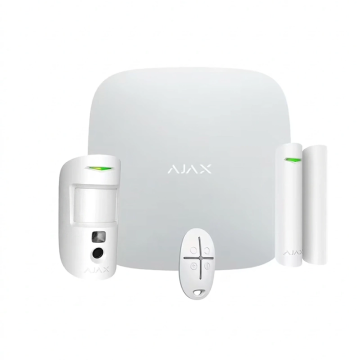 Ajax StarterKit Cam Plus HDR White – Bezprzewodowy Zestaw Alarmowy LTE 4G Wi-Fi z Fotoweryfikacją, Hub 2 Plus, MotionCam HDR, DoorProtect, SpaceControl – 156255.382.WH1