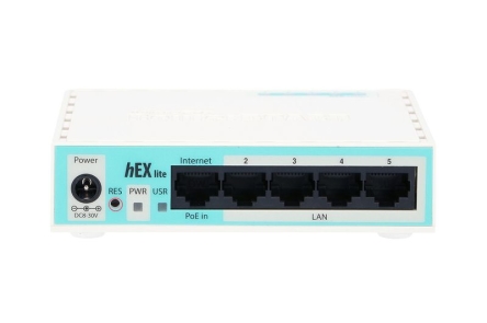 MIKROTIK HEX LITE RB750R2 PLASTIC CASE, 850MHZ, 64MB, 5XFE, L4