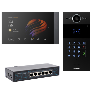 Akubela Zestaw Wideodomofonowy PoE Panel Akuvox R20K + Monitor PG71N-POE-EU