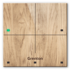 Grenton Panel natynkowy szklany 4-klawiszowy Touch Panel + Custom Jasne Drewno