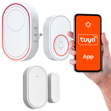 TUYA-DZW-KON_X1 Dzwonek Bezprzewodowy Tuya wi-fi + Alarm z Czujnikiem Otwarcia Okna lub Drzwi