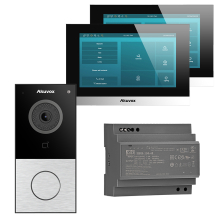 Zestaw Wideodomofonowy 2-przewodowy Akuvox Panel E12S Srebrny + 2 Monitory C313W-LP-2