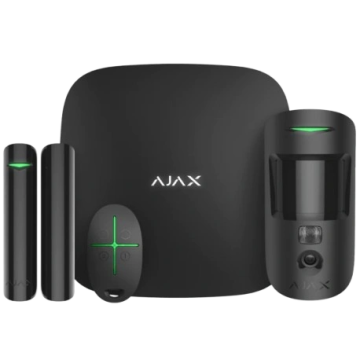 Ajax StarterKit Cam Plus HDR Black – Bezprzewodowy Zestaw Alarmowy LTE 4G Wi-Fi z Fotoweryfikacją, Hub 2 Plus, MotionCam HDR, DoorProtect, SpaceControl – 156256.382.BL1