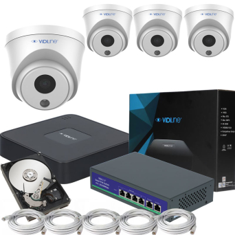 Zestaw VidiLine do monitoringu domu 4 kamery ViDI-IPC-32D 2Mpx Switch Dysk 1TB