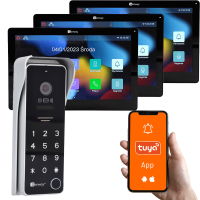 Genway F-S9V13-2W-C-3 Zestaw Wideodomofonowy Dwużyłowy 3 Monitory Dotykowe 7" WiFi Tuya