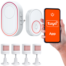 TUYA-DZW-PIR_X4 Bezprzewodowy Alarm wi-fi Tuya 4 Czujniki Ruchu + Przycisk Napadowy