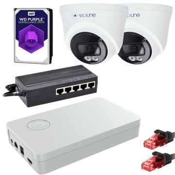Vidiline ZES-14D-515-2 Zestaw Monitoringu IP 2 Kamery 4Mpx Switch PoE Dysk HDD 1tb