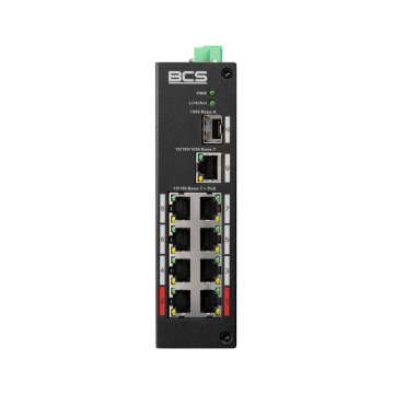 BCS-L-SP0801G-1SFP(2) - 9 portowy niezarządzalny Switch (PoE), 8 portów PoE 100Mbps, 1 port RJ-45 uplink Gigabit,