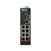BCS-L-SP0801G-1SFP(2) - 9 portowy niezarządzalny Switch (PoE), 8 portów PoE 100Mbps, 1 port RJ-45 uplink Gigabit, 1 port światłowodowy SFP Gigabit.