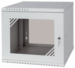 Szafa rack 19" 9U, 450MM, Szkło, Szara