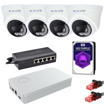 Vidiline ZES-14D-515-4 Zestaw IP z 4 Kamerami 4Mpx Switch PoE Dysk HDD 1tb