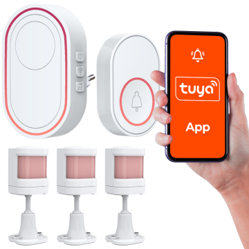 TUYA-DZW-PIR_X3 Bezprzewodowy Alarm wi-fi Tuya 3 Czujniki Pir+ Przycisk Napadowy