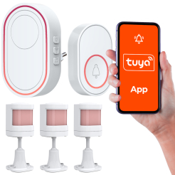 Bezprzewodowy alarm Wi-Fi Tuya 3 czujniki PIR+ przycisk napadowy