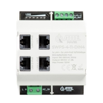 SWPS-4-11-DIN4 Switch PoE 4 portowy z wbudowanym zasilaczem na szynę TH35