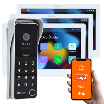 Genway F-S9-V14-2W-3 - Zestaw wideodomofonowy 2 żyłowy 3 monitory 10