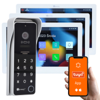 Genway KIT-F-S9-V14-2W-3 - Zestaw Wideodomofonowy 2 Żyłowy 3 Monitory 10" WiFi Tuya