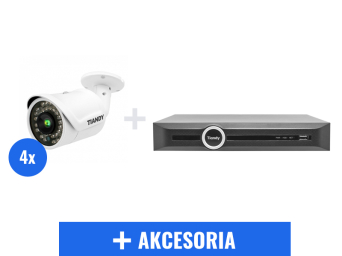 Zestaw monitoring IP Tiandy 4Mpx 4 kamery rejestrator dysk 1TB 