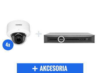 Kompletny zestaw monitoringu - 4 kamery Tiandy 2Mpix STARLIGHT TC-NC24MC