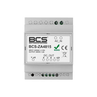 BCS-ZA4815 - BCS-ZA4815 to zasilacz sieciowy dostarczający stabilnego napięcia stałego dla wymagających urządzeń elektronicznych m.in. kamer CCTV, rejestratorów itp.