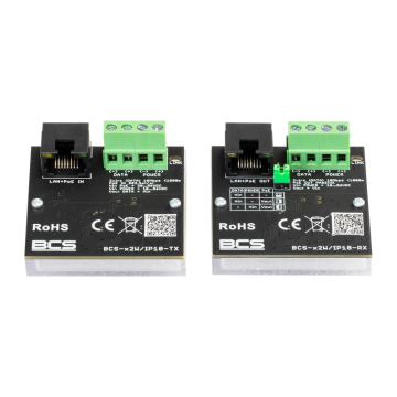 BCS-x2W/IP10 - Zestaw aktywnych konwerterów do transmisji danych Ethernet oraz zasilania PoE
