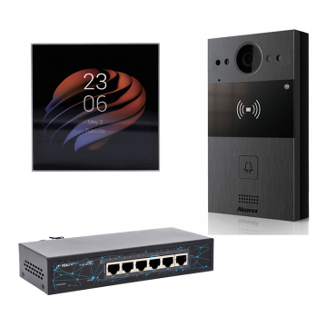 Akubela Zestaw Wideodomofonowy PoE Panel Akuvox R20A + Centrum Domowe PS51
