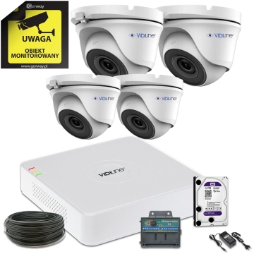 Zestaw monitoring 4 kamery kopułkowe 5Mpx HDD 1TB