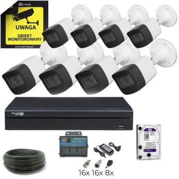Gotowy do podłączenia monitoring 8Mpx 4K 8 kamer tubowych HDD 1TB