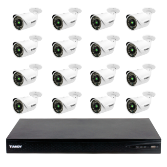 ZESTAW MONITORINGU TIANDY IP HD STARLIGHT - 16 KAMER TUBOWYCH + REJESTRATOR POE