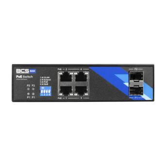 BCS-B-ISP04G-2SFP - 4 portowy switch PoE Gigabit, 2 porty Gigabit SFP.
