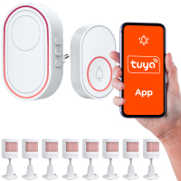 TUYA-DZW-PIR_X8 Bezprzewodowy Alarm wi-fi Tuya 8 Czujników Ruchu Pir + Przycisk Napadowy