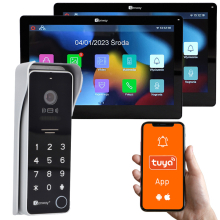 Genway F-S9V13-2W-C-2 - Zestaw wideodomofonowy dwużyłowy 2 monitory dotykowe 7" WiFi Tuya