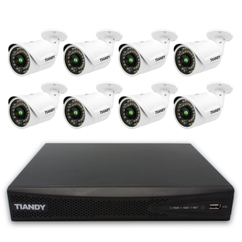 ZESTAW MONITORINGU TIANDY IP HD STARLIGHT - 8 KAMER TUBOWYCH + REJESTRATOR POE